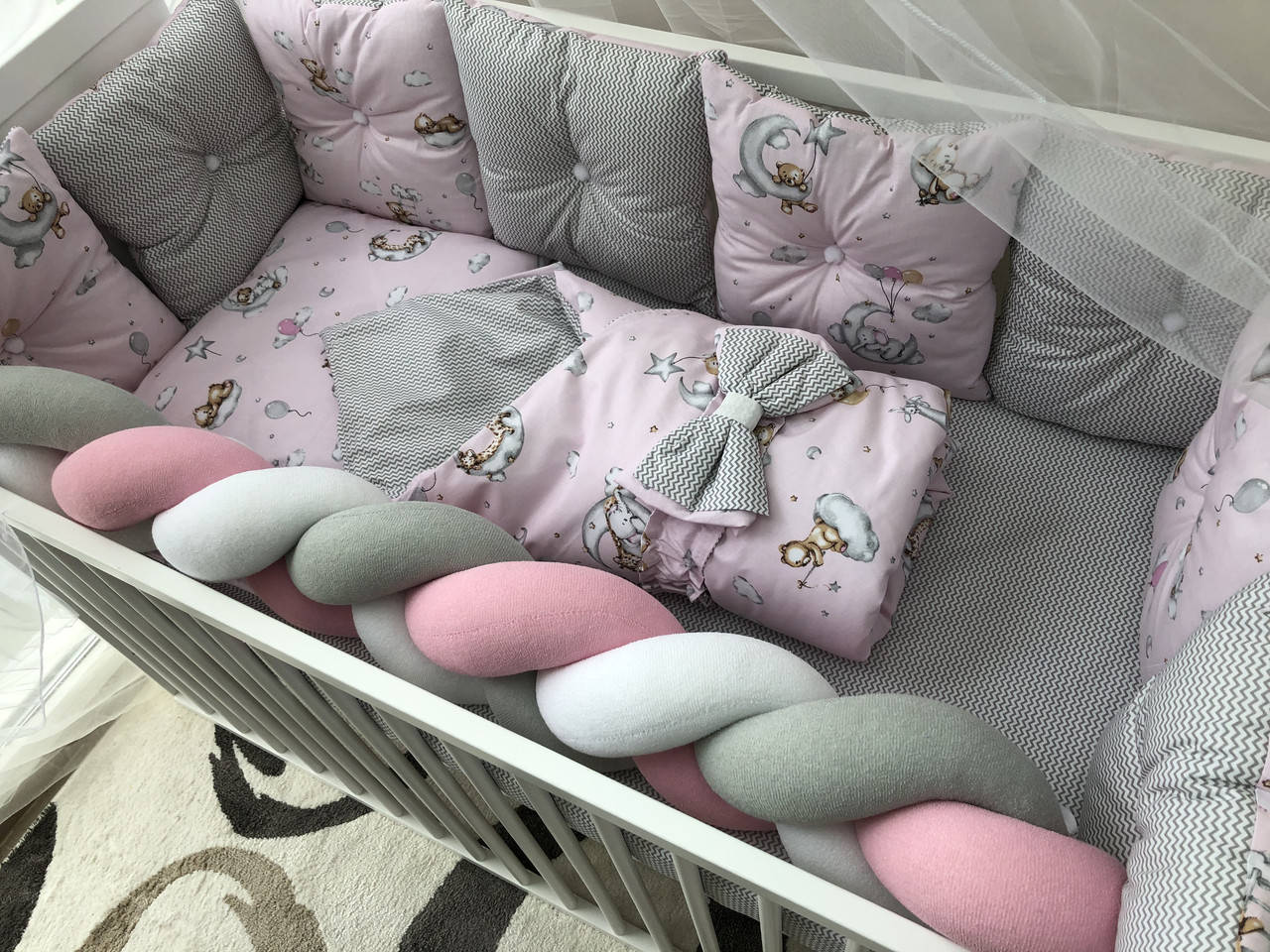 

Комплект постельного белья Baby Comfort Fluffy-3 Спящие животные 8 элементов, Розовый