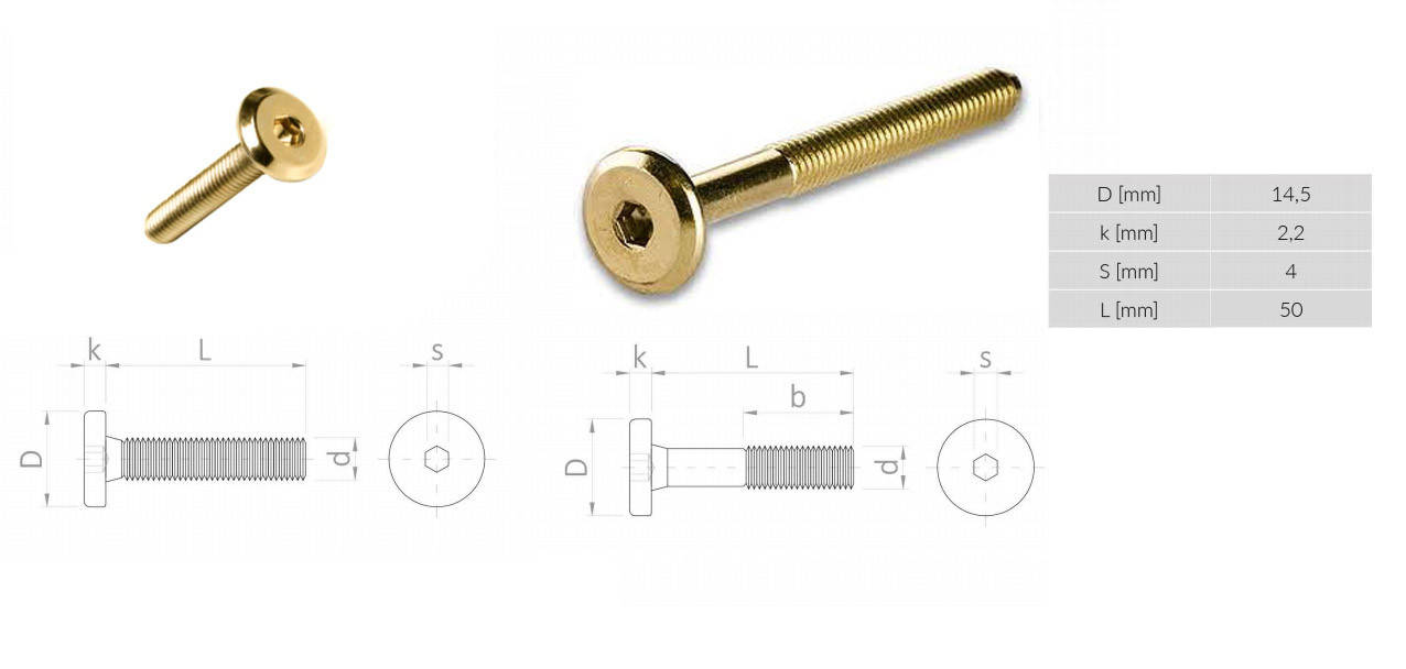 

Винт мебельный М6 с плоской головкой под шестигранный ключ 50мм