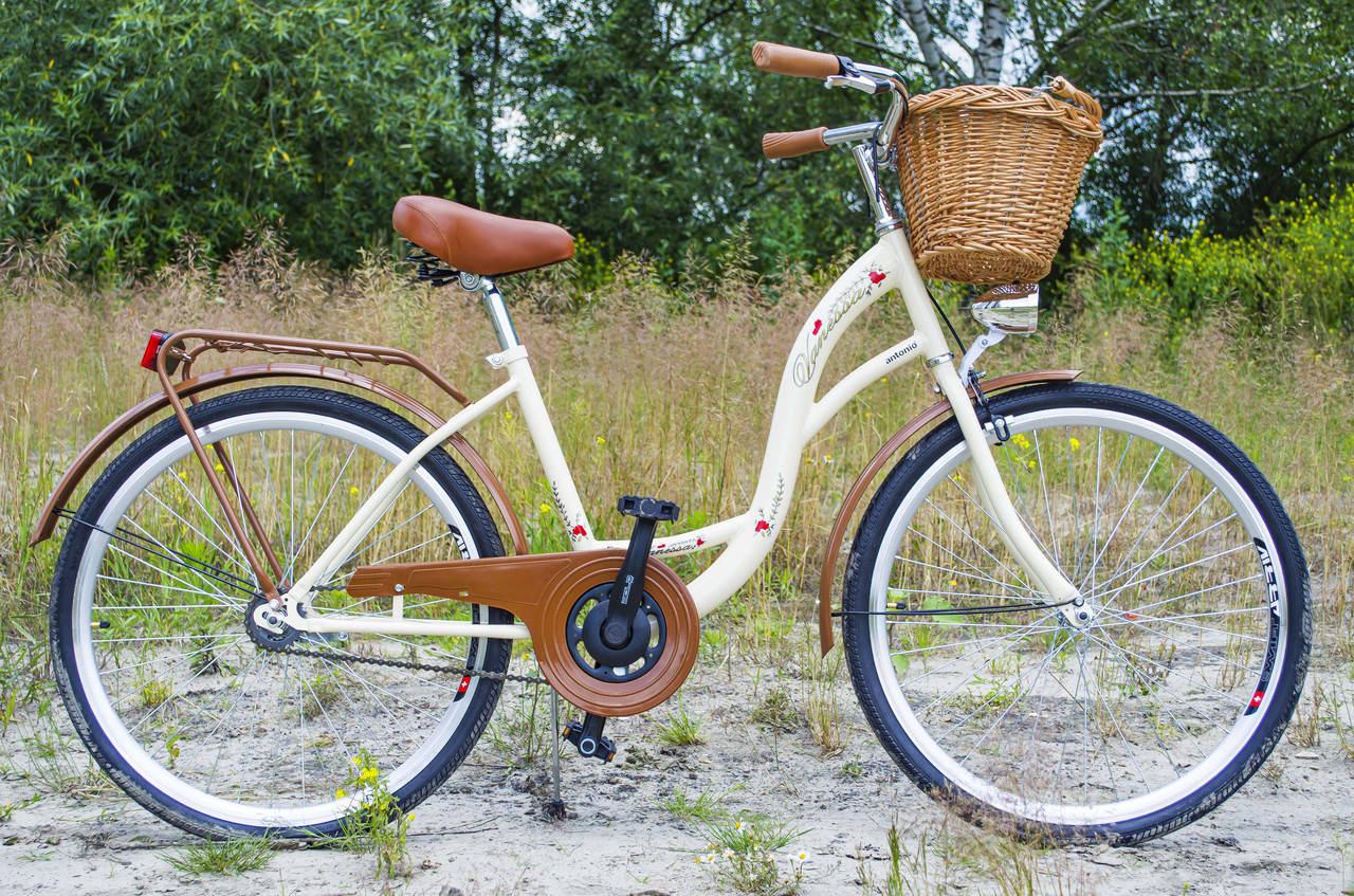 

Велосипед женский городской VANESSA 26 Crem с корзиной Польша, Бежевый