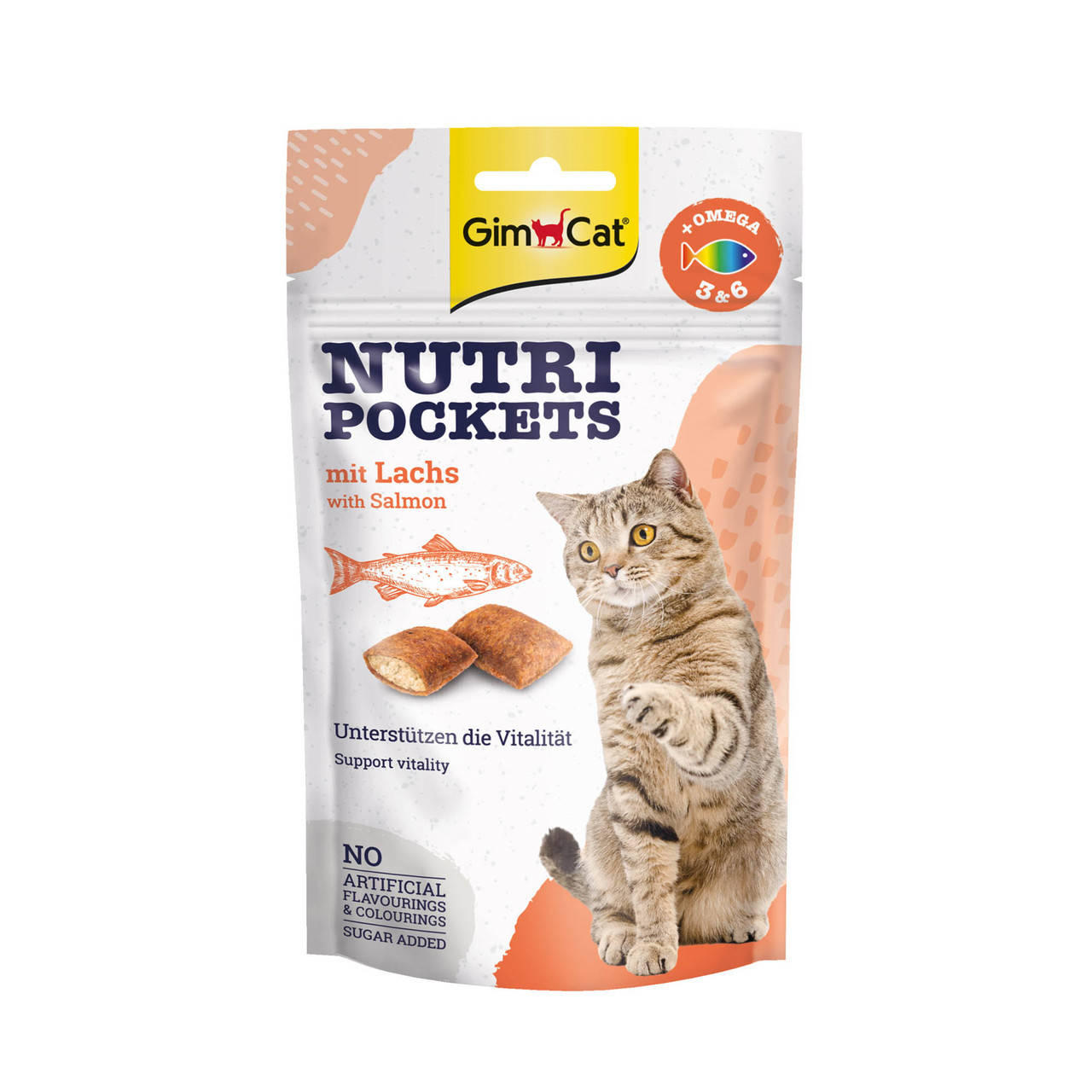 

GIMCAT Nutri Pockets д/кошек Лосось+Омега 3+6 60г.