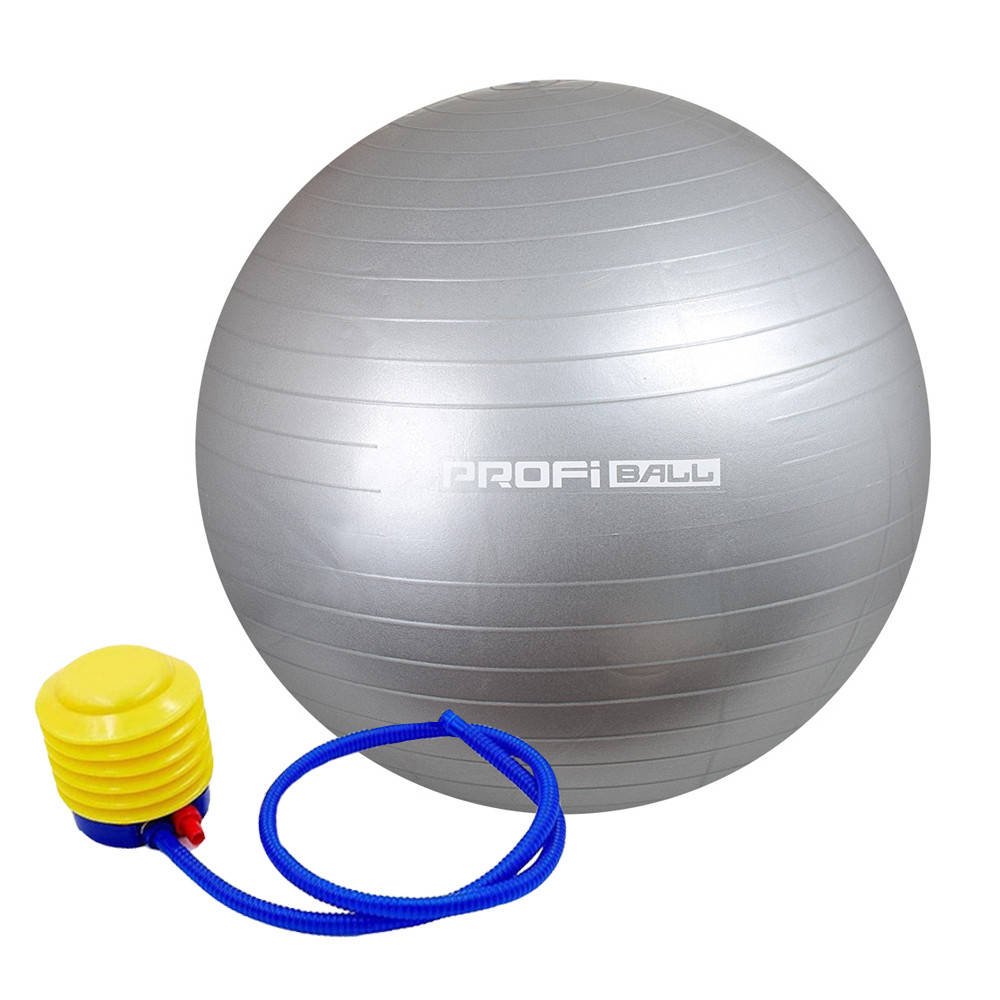 

Мяч для фитнеса, фитбол с насосом Profitball, 65 см серый