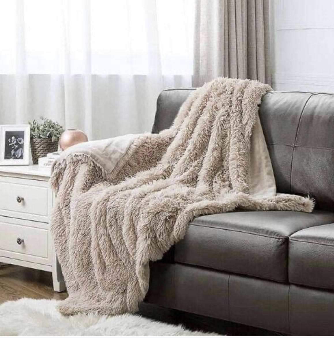 

Меховое Покрывало Травка бежевое 220х240/покрывало с длинным ворсом, Разные цвета