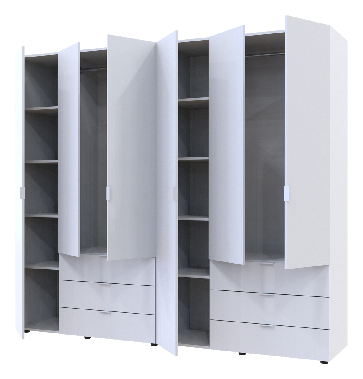 Розпашна Шафа для одягу Doros Гелар комплект Білий 3+3 ДСП 232,4х49,5х203,4 (42002119) 3