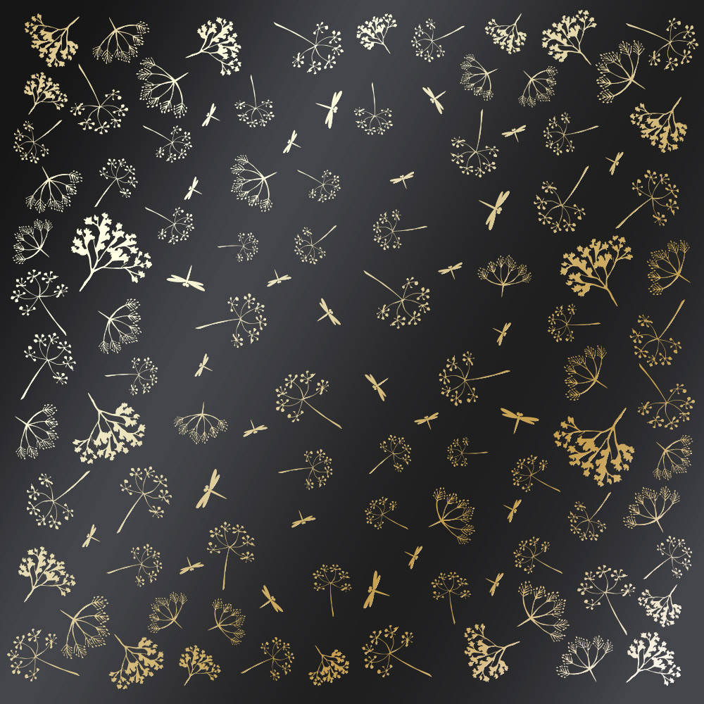

Папір односторонній з фольгуванням - Golden Dill Black - Fabrika Decoru - 30x30