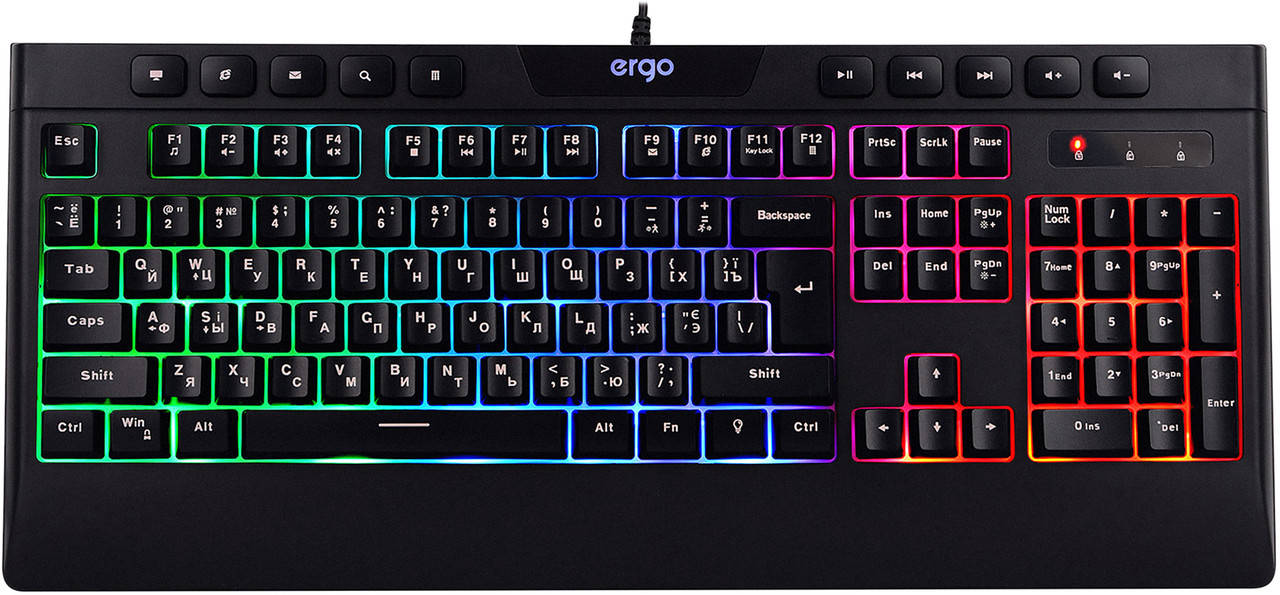 

Клавиатура игровая ERGO KB-510 USB Black (с подсветкой), Черный