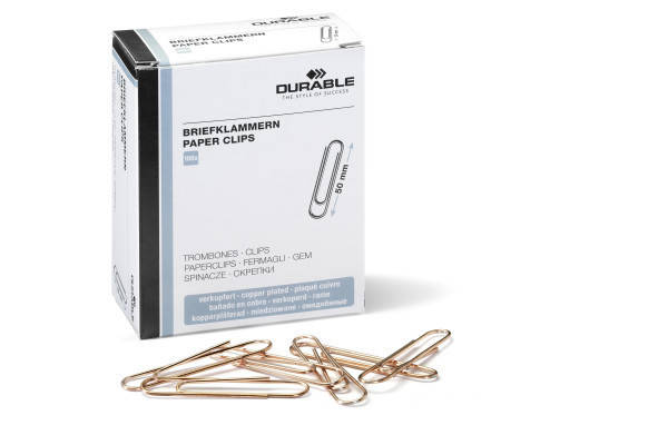 

Скрепки металлические омедненные 50 мм ( 100шт) DURABLE