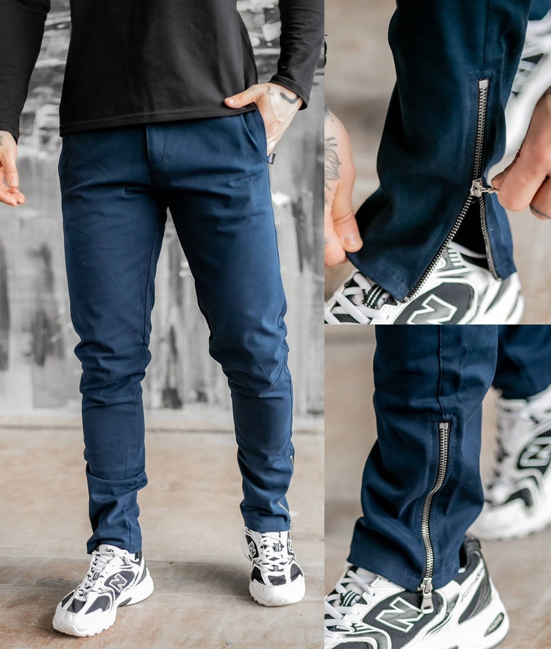 

Мужские брюки casual из коттона весна-осень, штаны молодёжные однотонные повседневные синие