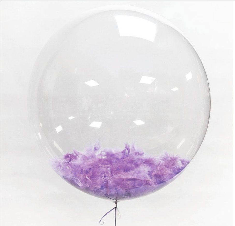 

ШАР BUBBLE с фиолетовыми перьями КИТАЙ, 50 СМ (20')