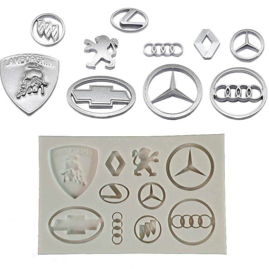 

Молд кондитерський силіконовий для мастики Емблеми машин