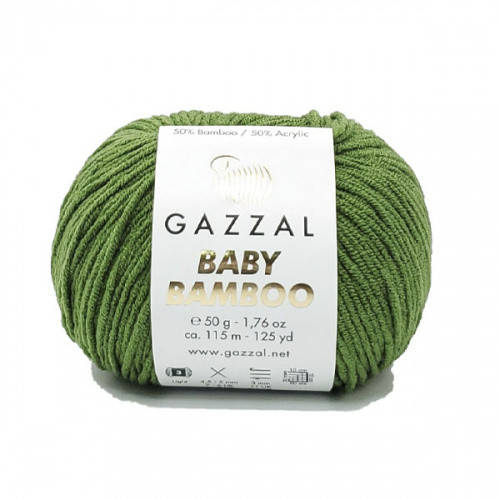 

Gazzal Baby Bamboo (Газзал Беби Бамбу) № 95232 зеленый (Пряжа бамбук, нитки для вязания), Зелёный
