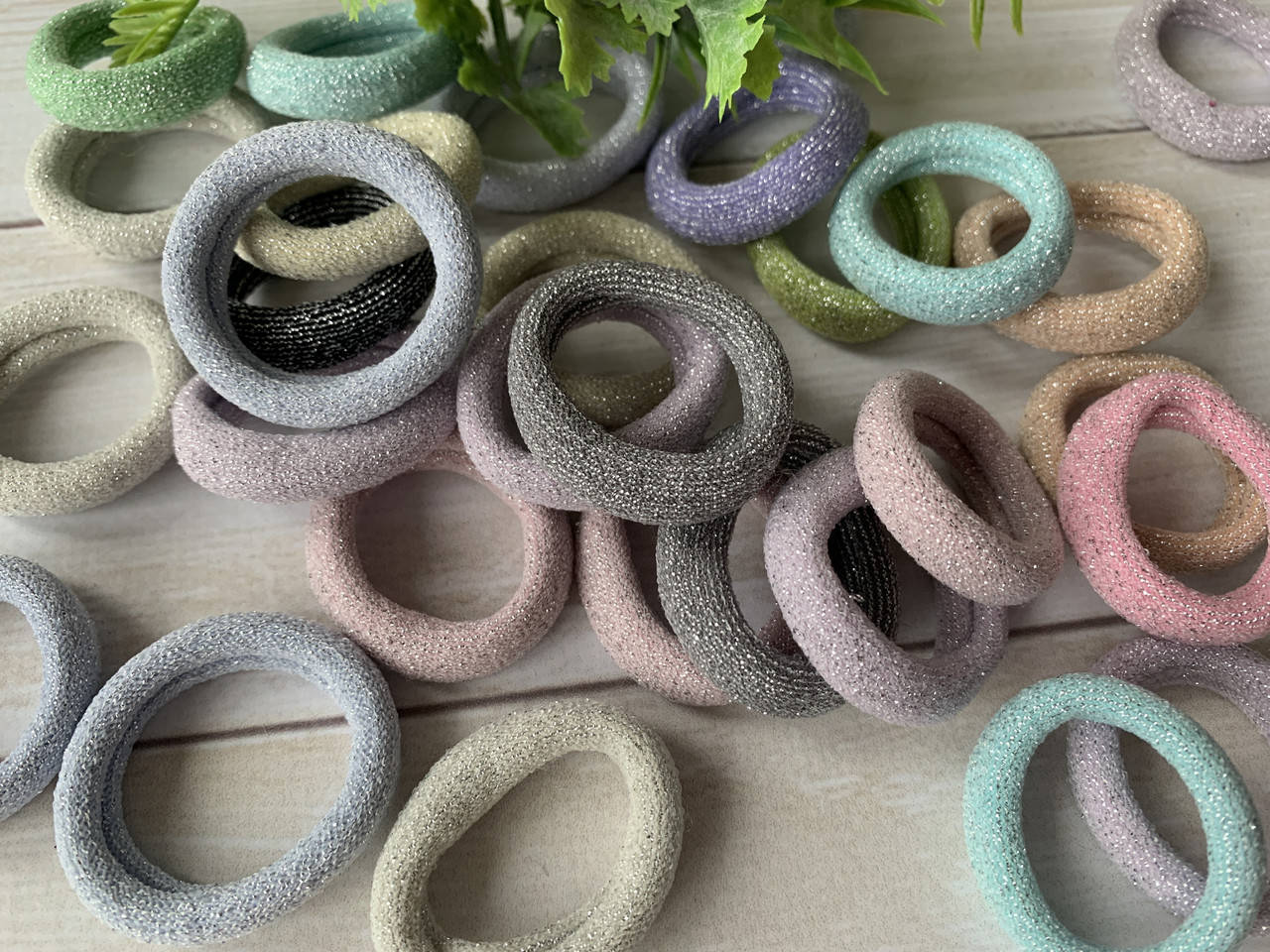 

Резинки для волос с серебряным люрексом "Пастельнный микс", 3.5-4 см (10 шт.), Черный