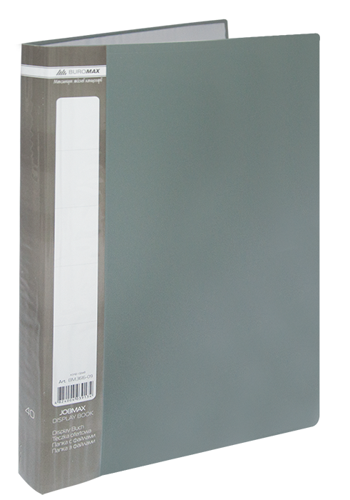 

^$Папка пластиковая с 40 файлами JOBMAX А4 серая, Серый