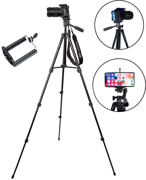 

Штатив для фотоаппарата трипод A608 черный + чехол JS