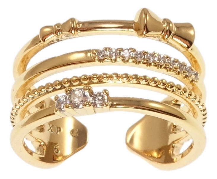 

Кольцо Xuping Позолота 18K "Широкая шинка с цирконием и бантиками" р.15-16