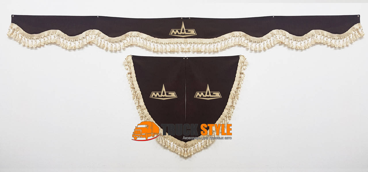 

Ламбрекен на лобовое скло + 2 угокли Maz Маз ( ламбрекены, шторы в кабину)