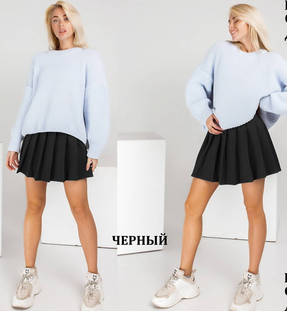 

Р. 44 до 46. Юбка тенниска, юбочка короткая, молодежная, модная плиссированная расклешённая аниме, Черный