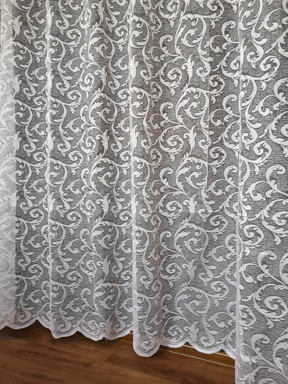 

Тюль жаккард белый заветок Eva