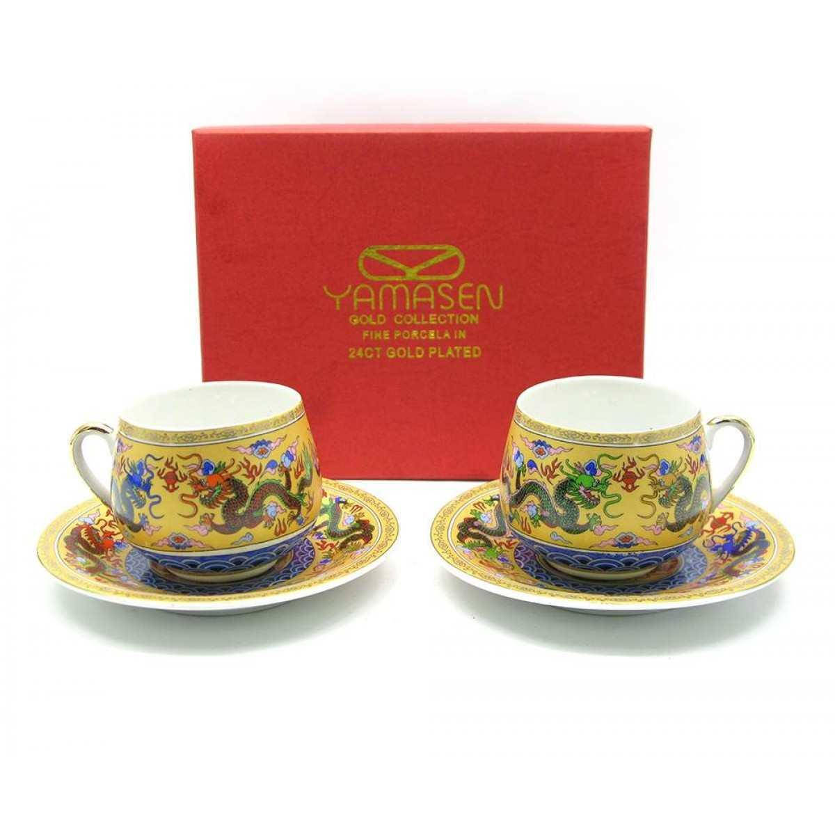 

Сервиз фарфор (2SCS1007-4) 2 чашки +2 блюдца Драконы (110 мл)(h-5,2см, d-5,3см, блюдце d-11см)