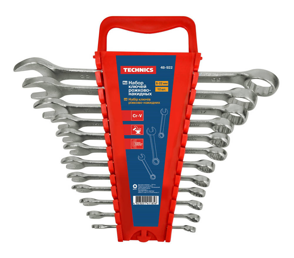 

Набор ключей рожково-накидных 12шт, Cr-V Тechnics (48-922)