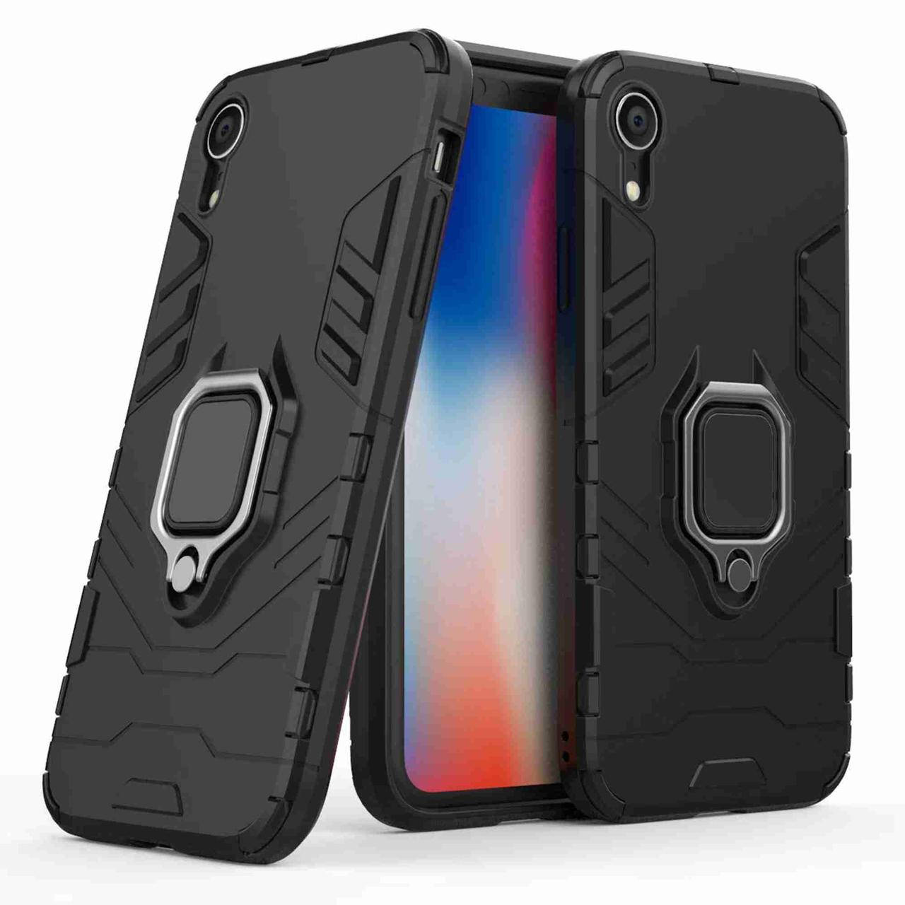 

Чехол Iron Ring для Iphone XR бампер противоударный с подставкой Black