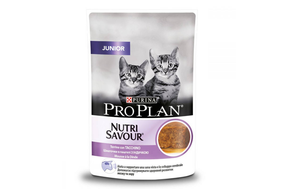 

Влажный корм для кошек Pro Plan Junior Nutrisavour Mousse with Turkey индейка паштет 85 г.