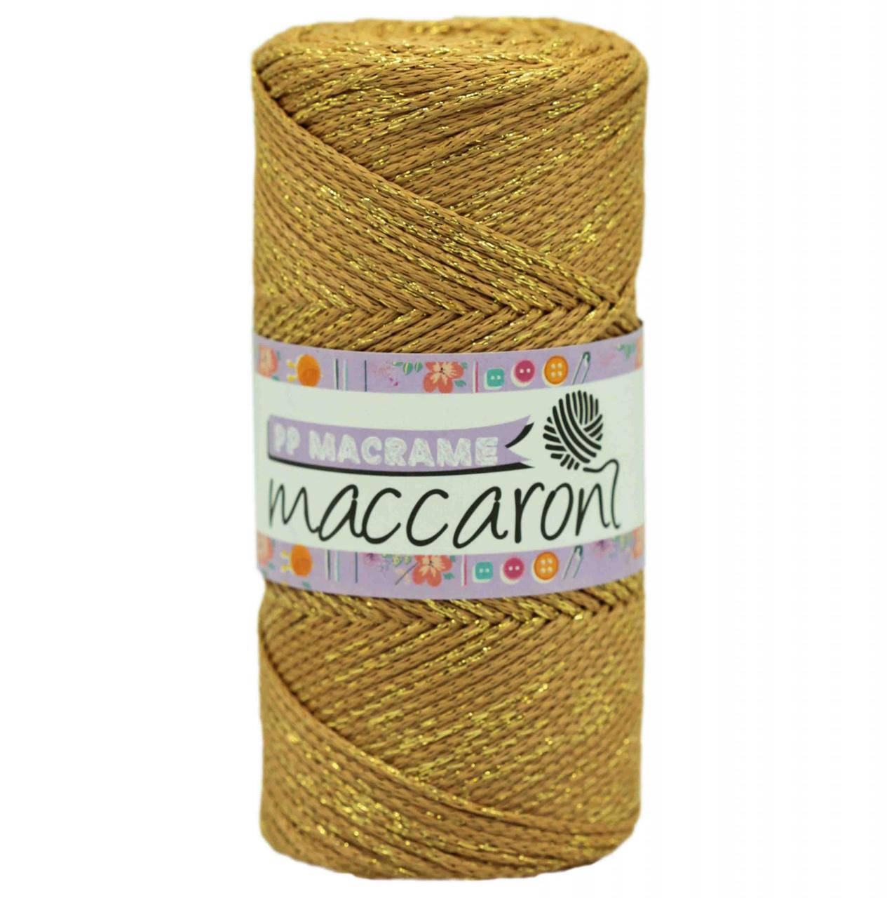 

Полипропиленовый шнур с люрексом PP GLITTER MACRAME Maccaroni 2-3 мм ,золотой с золотом, Золотистый
