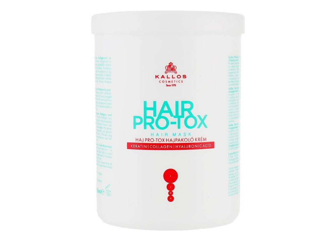 

Маска для волос с кератином, коллагеном и гиалуроновой кислотой Kallos Cosmetics Pro-Tox Hair Mask 1л