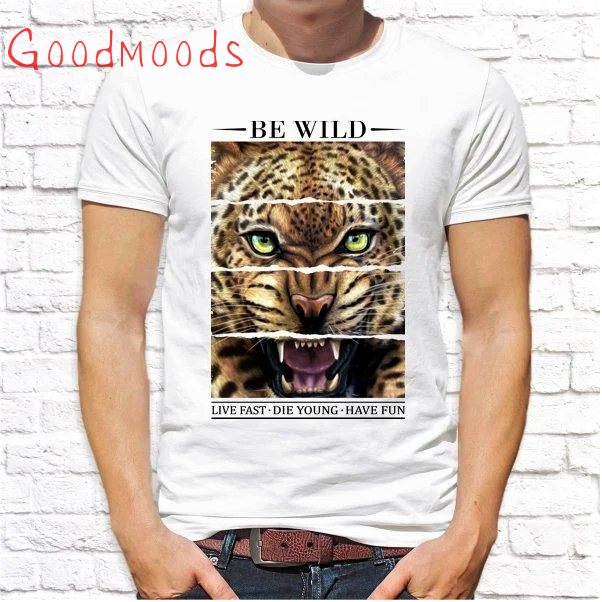 

Мужская футболка с крутым принтом Swag "Be Wild" Push IT, Белый