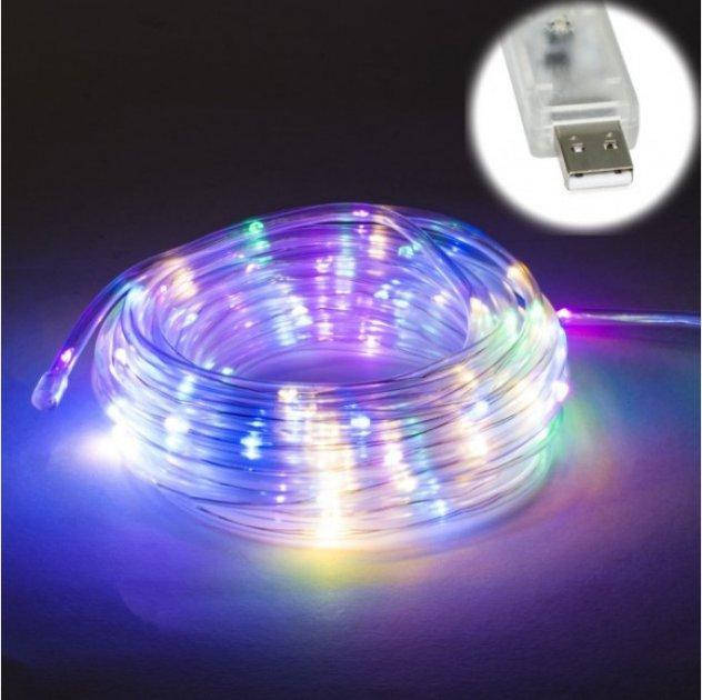 

Внутренняя светодиодная гирлянда неон лента-шланг 5мм 100 LED 10м каучук+ USB мульти