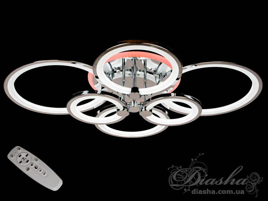 

LED-люстра с диммером и цветной подсветкой, цвет хром, 130W 1811/6HR LED 3color dimmer