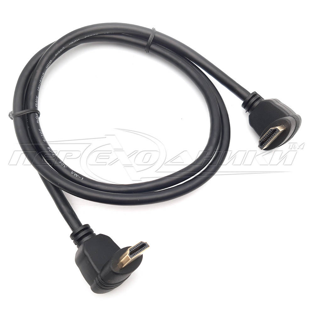 

Кабель HDMI v1.4 High Speed, мягкий, два угла, 1 м, Черный