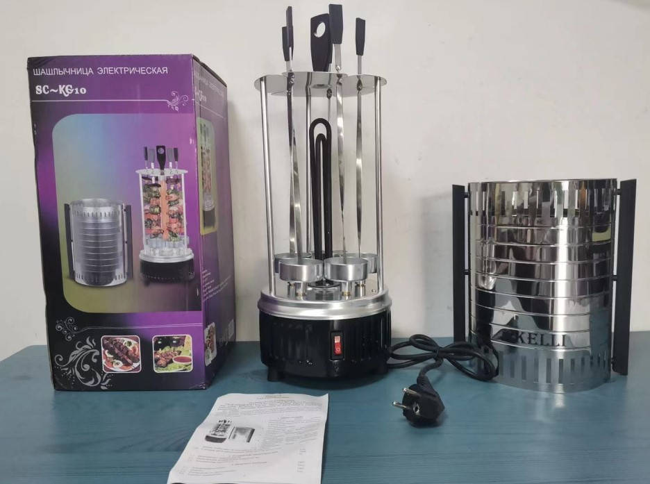 

Шашлычницы электрические вертикальная на 5 шампуров 1000W готовое сочное мясо за 20 мин Kelli Kebab Grill