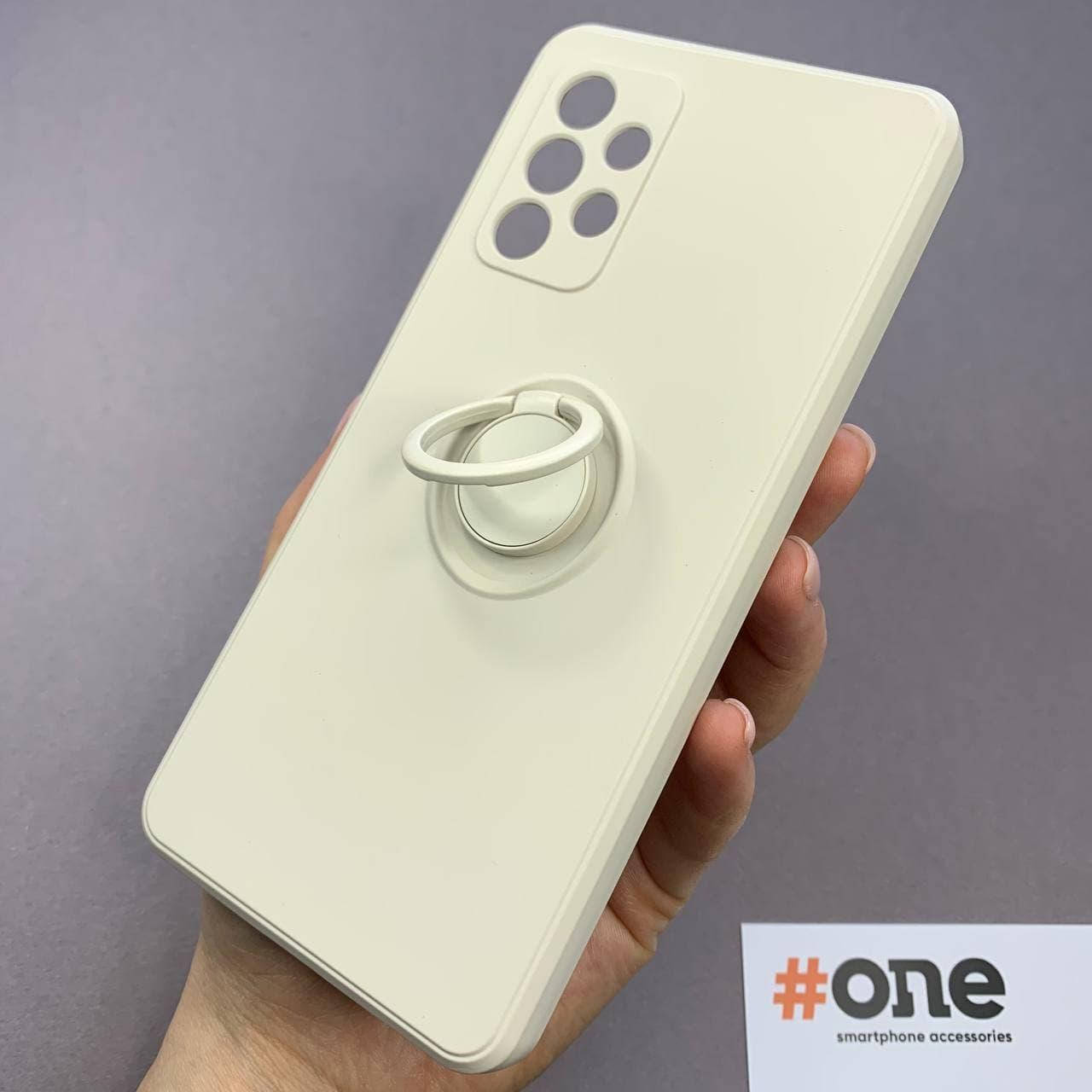 

Чехол для Samsung Galaxy A52 с микрофиброй с кольцом с защитой для камеры чехол на самсунг а52 молочный CFC