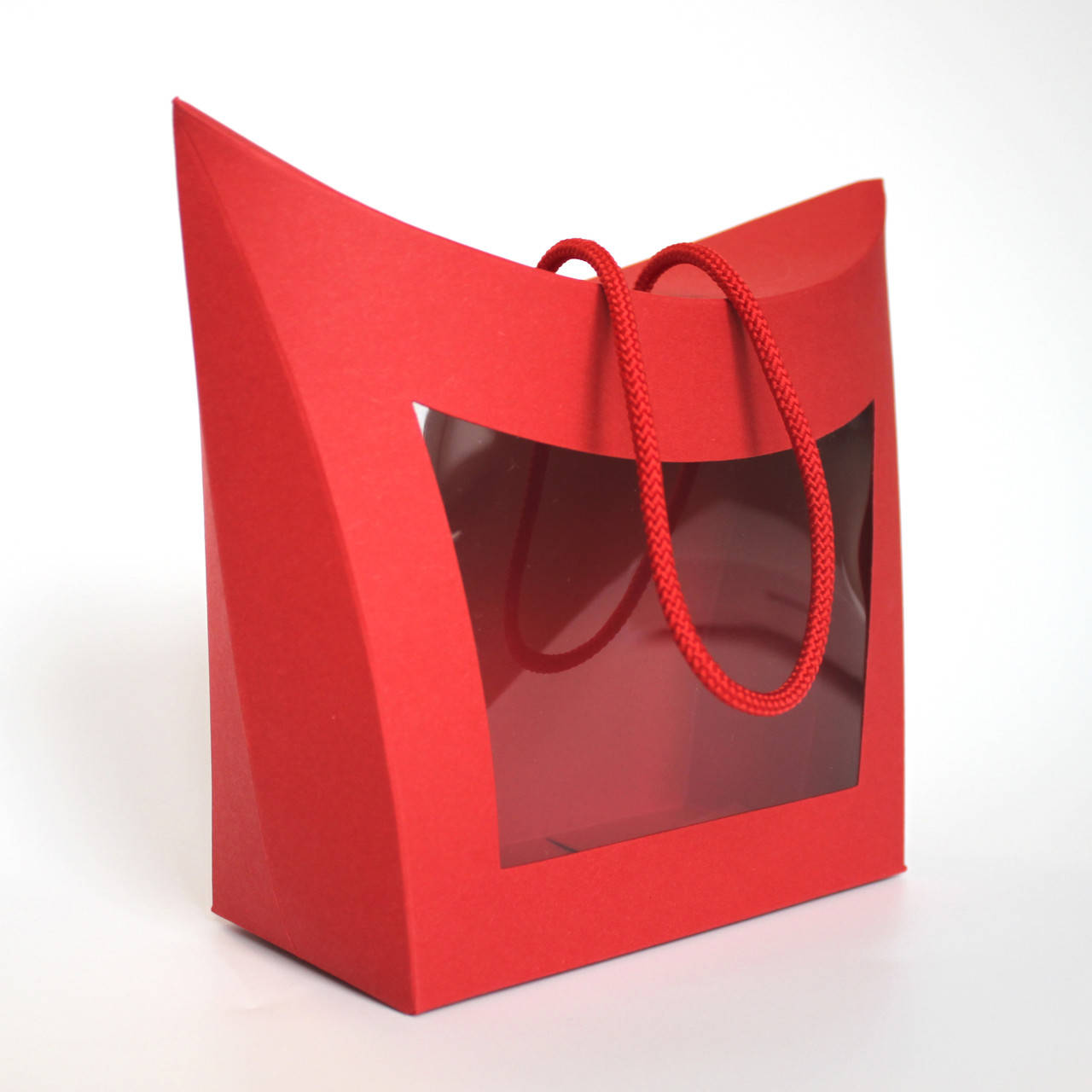 

Коробка подарочная с окном и ручкой красная 155х80х140 мм., Красный