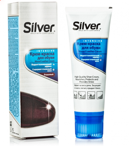 

Бордо, Крем краска для обуви Silver 75 ml, Серебристый