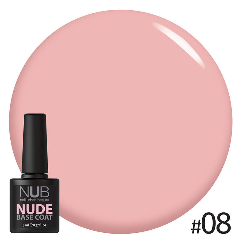 

NUB Nude Base Coat - камуфлирующая каучуковая база № 08 (нежно-розовый), 8 мл