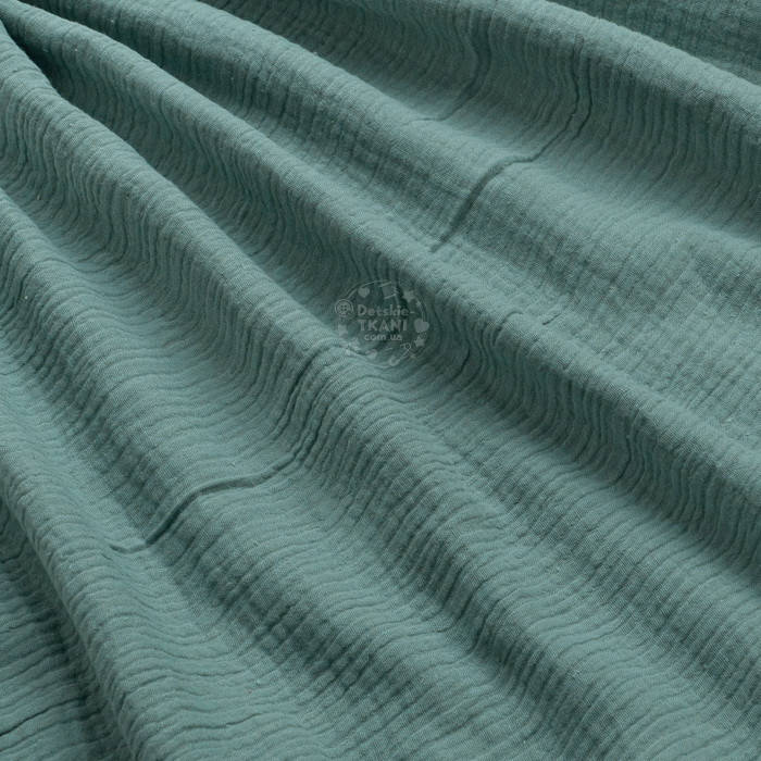 

Муслин однотонный двухслойный жатый, цвет светлой бутылки, ширина 135 см, Зелёный