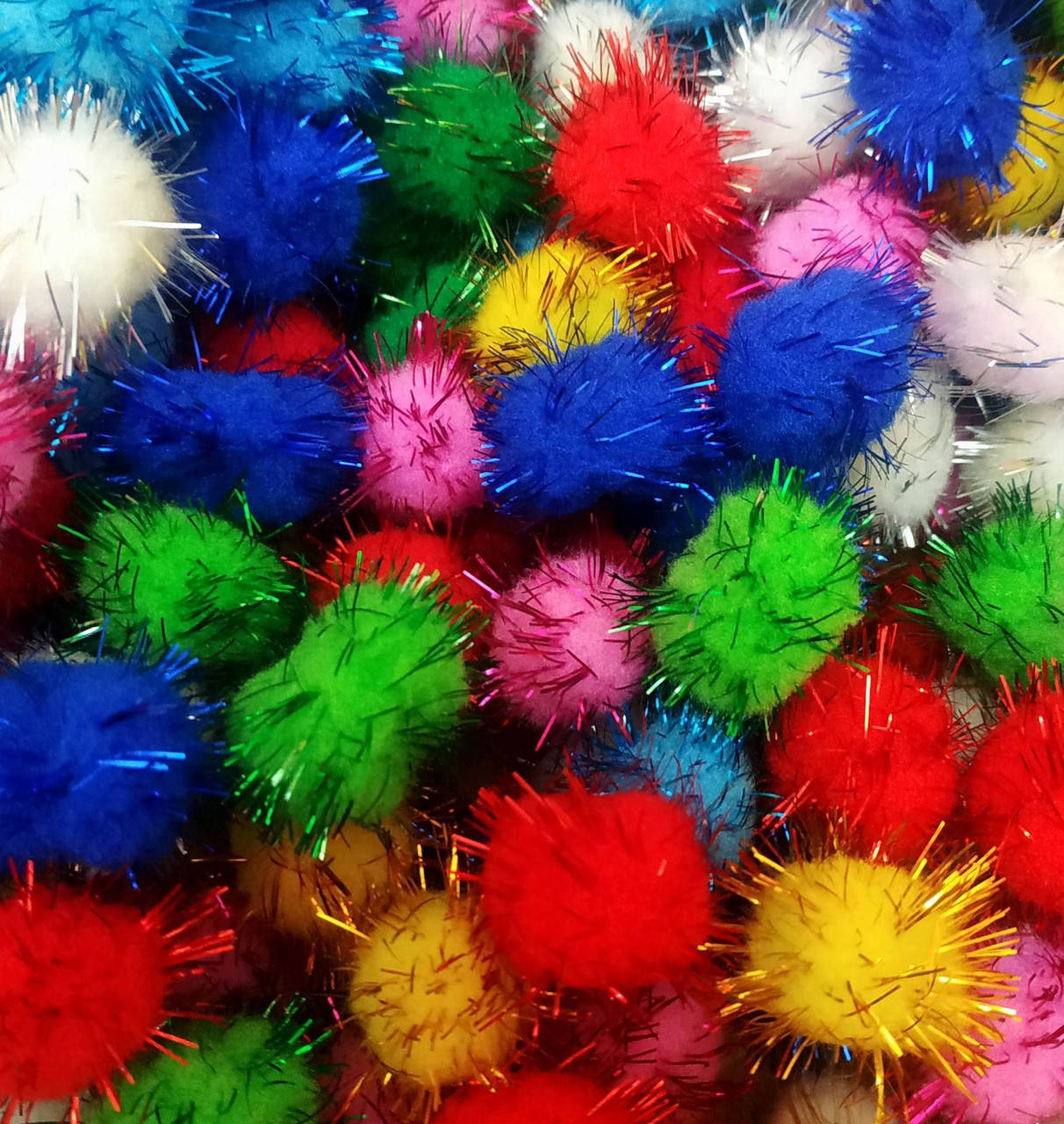 

Помпончики с люрексом 2,5 см (цвет: микс) 20 шт, Белый