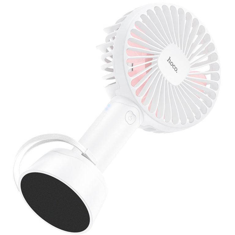 

Вентилятор настольный портативний с павербанком HOCO Heroic handheld fan F12 Белый