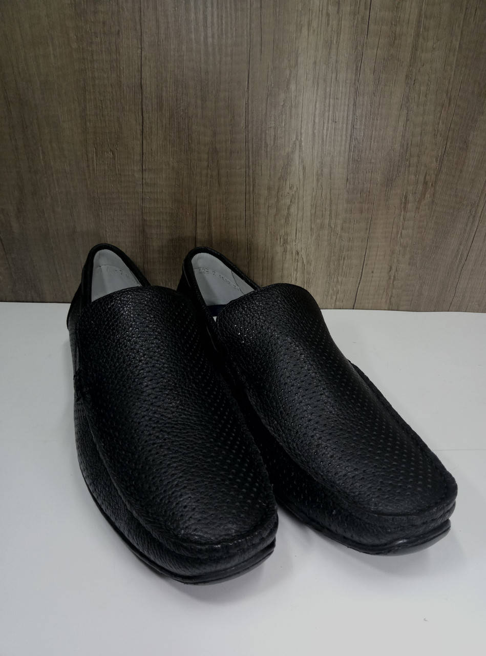 

Мокасины летние мужские из натуральной кожи МИДА 13678 черные. 41