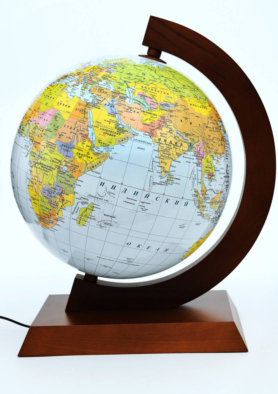 

Глобус Физико-политический Glowala 250мм в деревянной оправе с подсветкой на русском языке