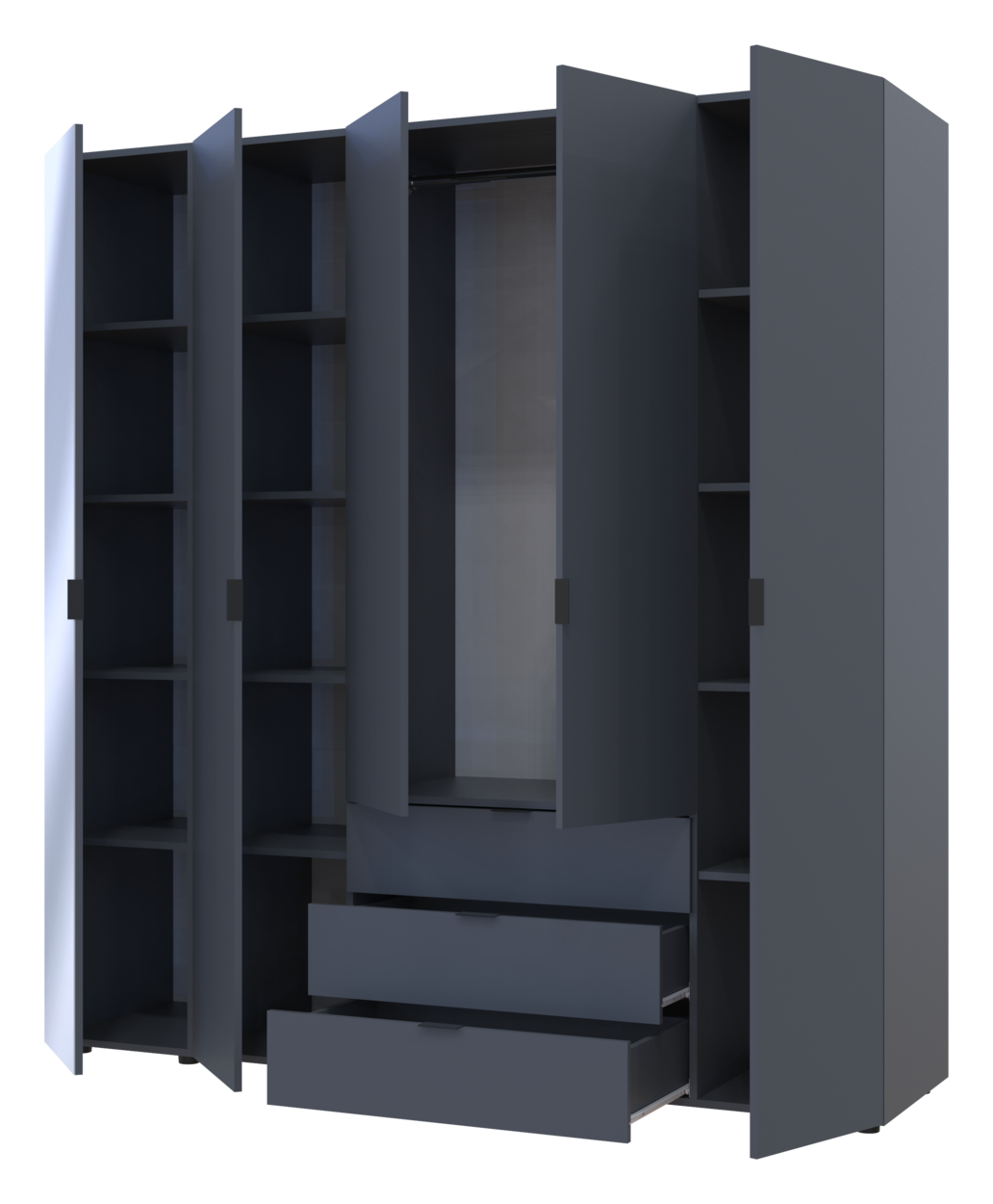 Шафа для одягу Doros Гелар Графіт 4ДСП/Дзеркало 194х49.5х203.4 (42002161) 2