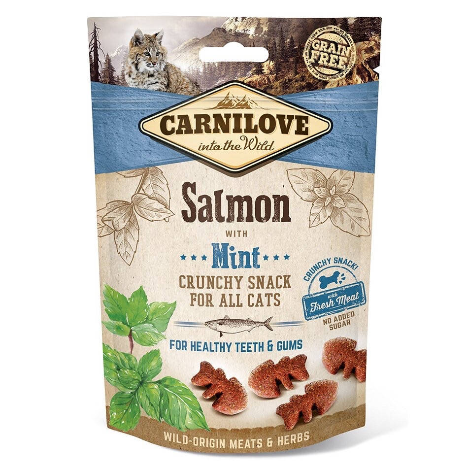 

Лакомство Carnilove Cat Crunchy Snack лосось,мята д/кошек, 50g