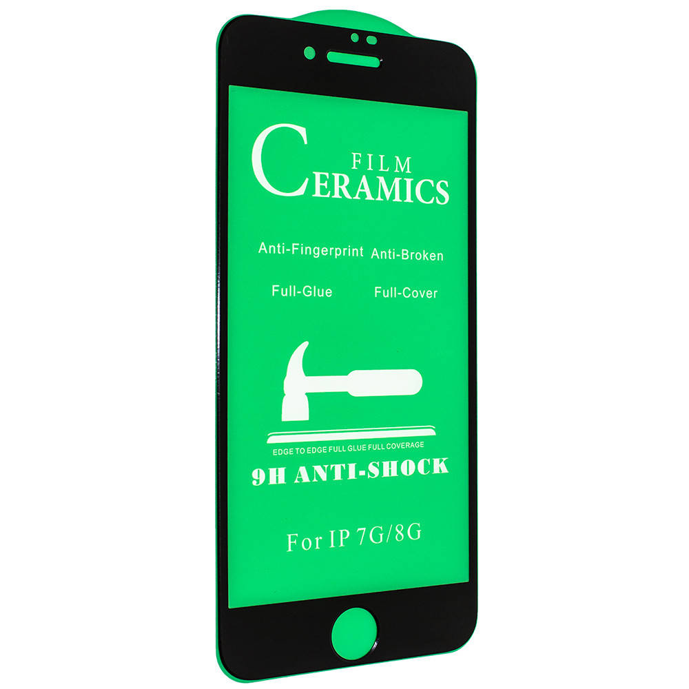 

Защитное гибкое стекло керамика ANTI-SHOCK APPLE IPHONE 7, 8, SE 2020 чёрный, Черный