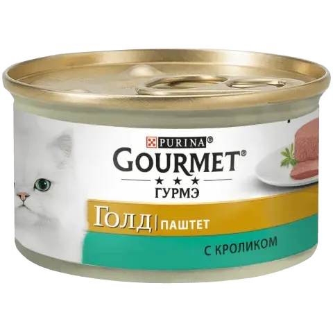 

Purina Gourmet Gold Пурина Гурмет Голд консервированный корм паштет с кроликом для кошек,, 85 гр.