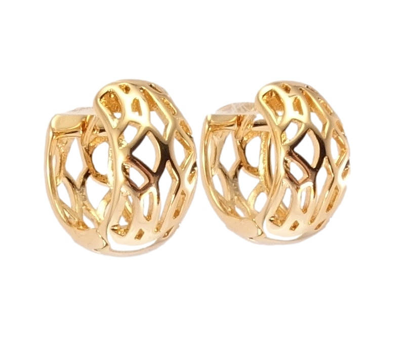 

Серьги Xuping Позолота 18K колечки "Резной орнамент"