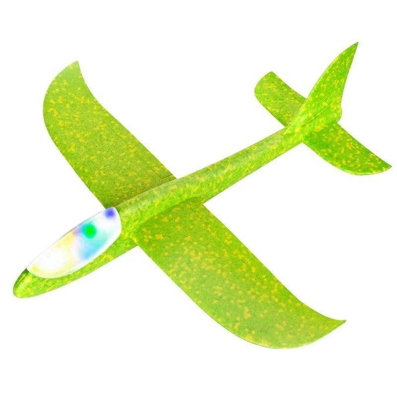 

Самолет пенопластовый светящийся планер метательный 45см Зеленый