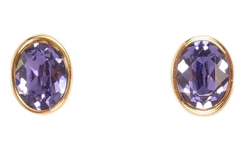 

Серьги Xuping Позолота 18K с кристаллами Swarovski гвоздики"Фиолетовый овальный кристалл в ободковой оправе"