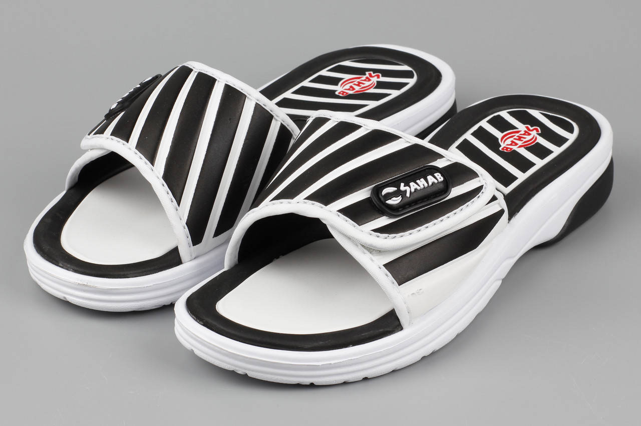 

Шлепанцы женские черные белые Sahab SH22-232W Сахаб Размеры 36 38