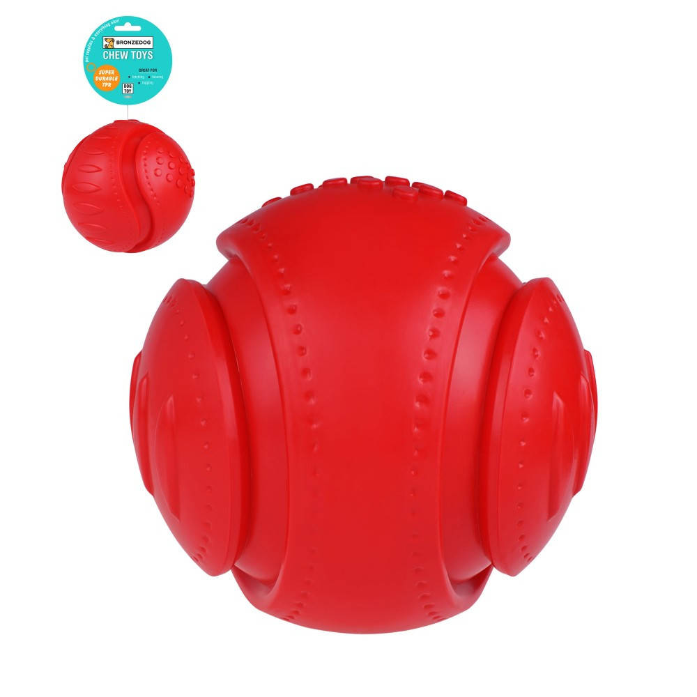 

Игрушка для собак Bronzedog CHEW Звуковой футбольный мяч красный